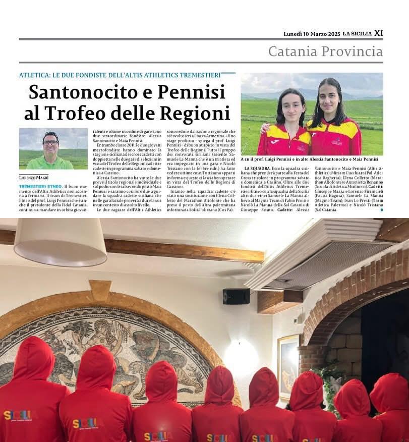 Santonocito e Pennisi al Trofeo delle Regioni: l'Altis Athletics  protagonista