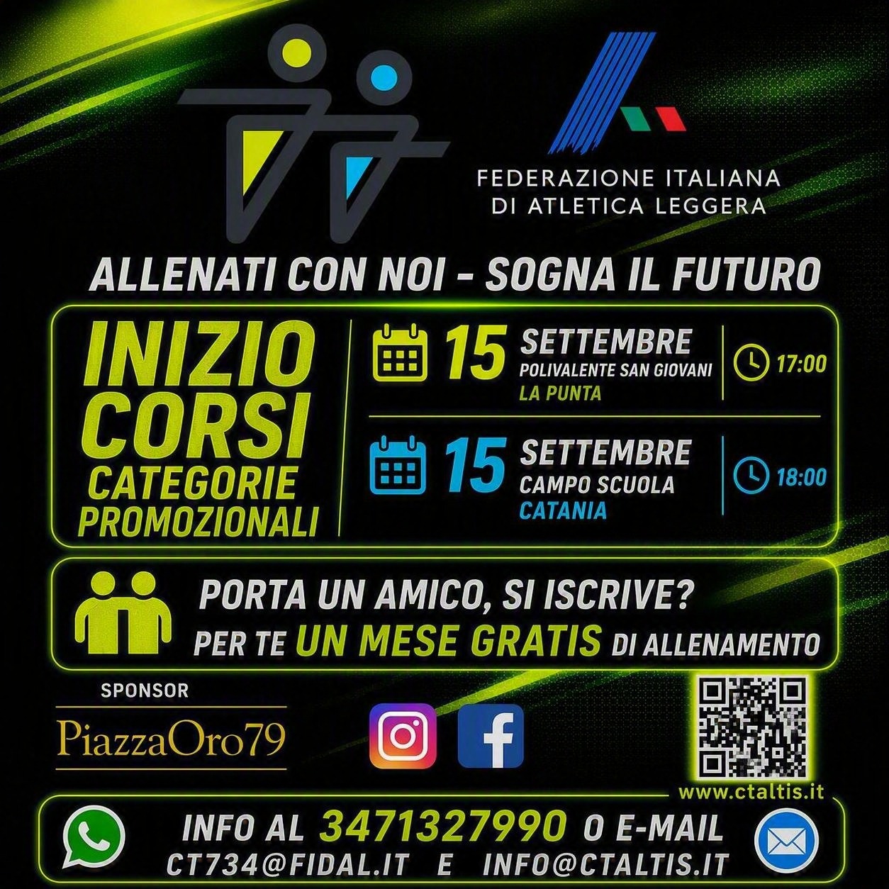 Allenati con noi, sogna il futuro: al via i corsi delle categorie promozionali Altis Athletics